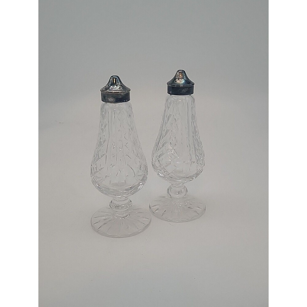 Waterford Crystal Glengarriff Footed Salt & Pepper Shakers 6" Discontinued Vtg